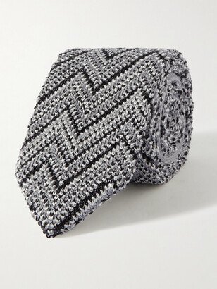 8.5cm Crochet-Knit Wool and Silk-Blend Tie-AA