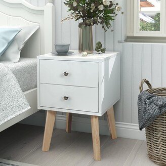 EPOWP White nightstand mid Century Modern nightstand White Night Stands for bedrooms Wood nightstand White nightstand