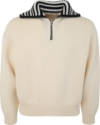 Zip-Neck Knitted Jumper