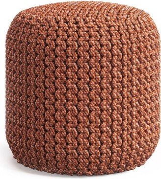 Allish Round Knitted PET Polyester Pouf Orange - WyndenHall