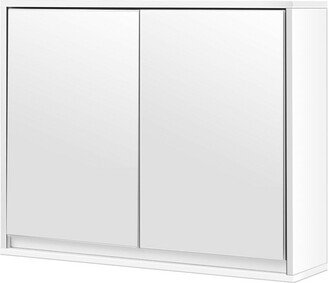 Wall Mounted Bathroom Medicine Cabinet Storage Cabinet Double Mirror Door Organizer Shelf White