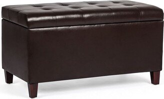 EPOWP 33.3 inch Modern Faux Leather Brown Storage Ottoman Benches with Lift Off Top