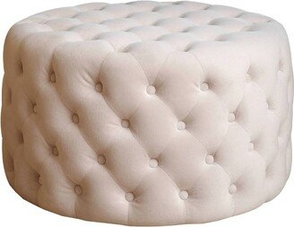 Jemma Tufted Round Velvet Ottoman Ivory - Abbyson Living