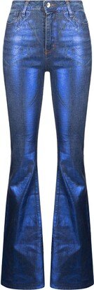 Metallic Flared Slim-Cut Jeans-AA