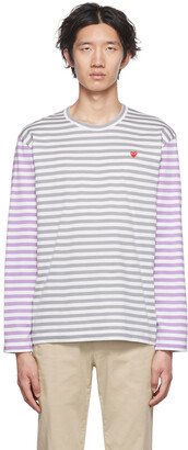 Gray & Purple Heart Long Sleeve T-Shirt