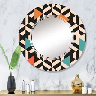 Designart 'Multicolor Retro Geometric Elements II' Printed Patterned Wall Mirror