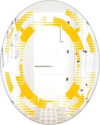 Designart 'Abstract Retro Geometric Pattern IV' Printed Modern Round or Oval Wall Mirror - Space