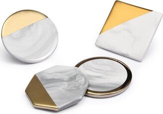 Dawhud Direct Gold Element Marble Coasters for Drinks - Set of 6