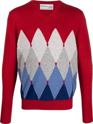 Cashmere Argyle Intarsia-Knit Jumper-AD