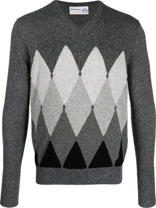 Cashmere Argyle Intarsia-Knit Jumper-AC