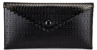 Louise 24 Leather Perforated Clutch in Black