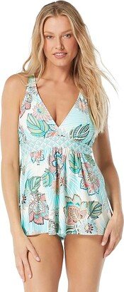 Tropical Lotus Sublime Tankini Top (Ivory) Women's Swimwear