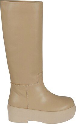 Round-Toe Chunky Knee-High Boots