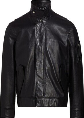 Stand Collar Leather Jacket