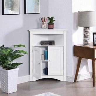 TiramisuBest Free Standing Corner Cabinet With Doors and Shelves