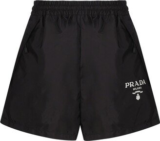 Logo Printed Elastic Waist Shorts-AA