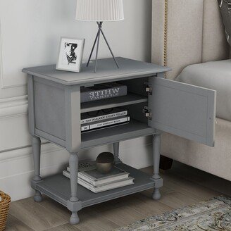 Versatile Nightstand with Cabinet USB Charging Design