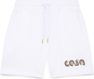 Tennis Logo Embroidered Organic Cotton Sweat Shorts