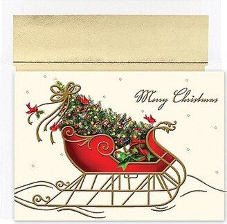 JAM Paper & Envelope JAM Paper Christmas Cards Set Holiday Sleigh 16/Pack (526843800)