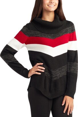 Juniors' Cowlneck Colorblocked Sweater