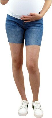 Indigo Poppy Maternity Bermuda Shorts with Belly Band