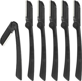 Unique Bargains Stainless Steel Eyebrow Razor Black 6 Pcs