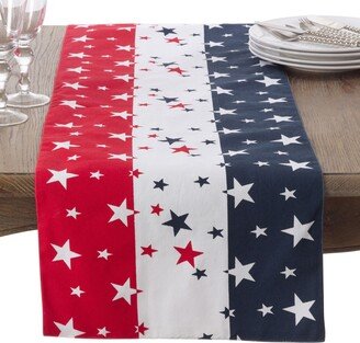 Saro Lifestyle Red White Blue 4Th Of July Cotton Table Runner