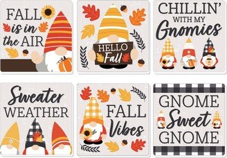 Big Dot of Happiness Fall Gnomes - Funny Autumn Harvest Party Decorations - Drink Coasters - Set of 6