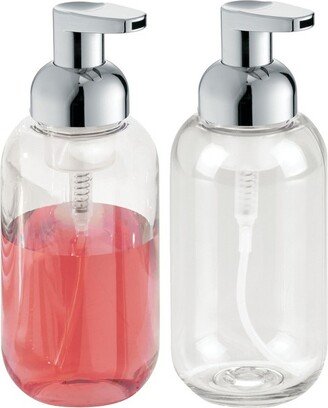 mDesign Plastic Refillable Foaming Soap Dispenser Pump, 2 Pack - Clear/Chrome