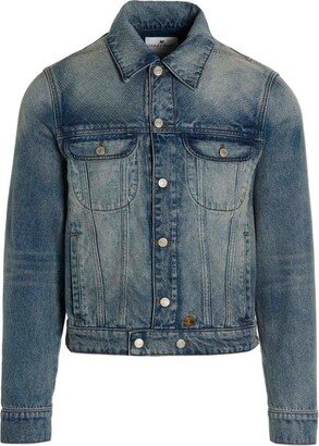 Washed Long-Sleeved Denim Jacket