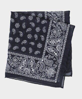 Italian Bandana Print Pocket Square in Navy