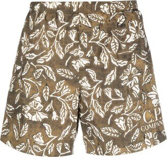 Botanical-Print Swimming Shorts