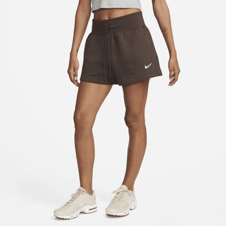Women's Sportswear Phoenix Fleece High-Waisted Shorts in Brown-AA