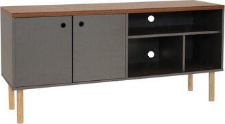 Sunnydaze Decor Sunnydaze Indoor Mid-Century Modern TV Stand Console with Side Storage Cabinet and Shelves for 55 TV - Gray