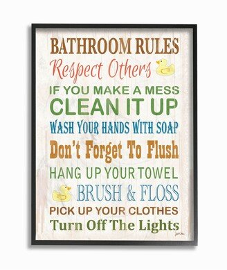 Home Decor Bathroom Rules Typography Rubber Ducky Bathroom Framed Giclee Art, 16 x 20