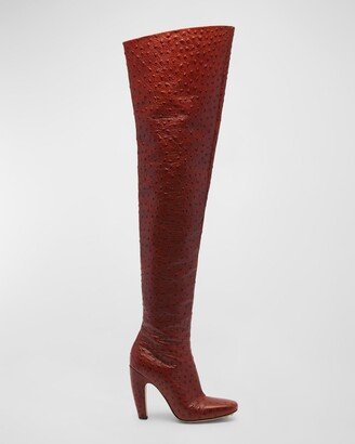 Canalazzo Embossed Leather Over-The-Knee Boots