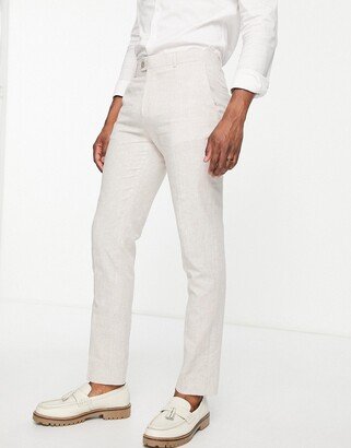 skinny suit pants in beige check