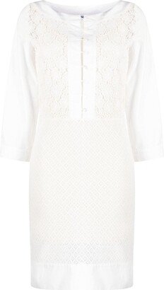 Guipure-Lace Three-Quarter-Sleeved Dress