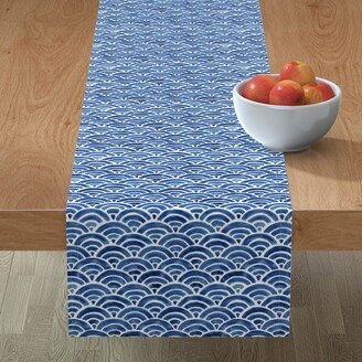 Table Runners: Seigaiha Sea Waves - Blue Table Runner, 72X16, Blue