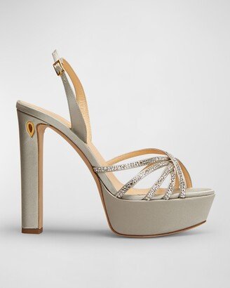 Roberto Crystal Slingback Platform Sandals