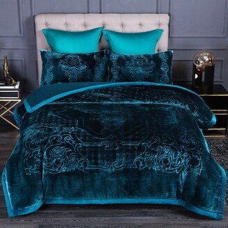 Snake River Décor Heavy Thick Warm Sherpa Comforter Set Shams Queen Teal