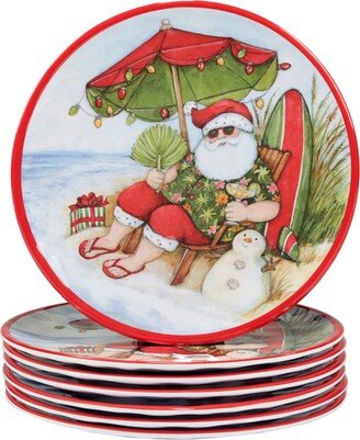 Santa's Wish 9 Melamine Salad Plates, Set of 6