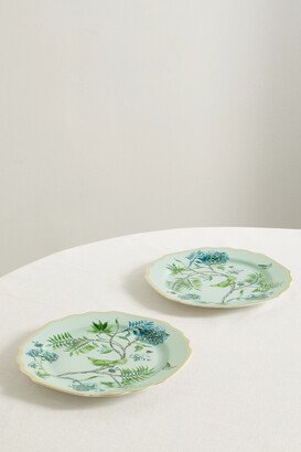 Aquazzura Casa - Secret Garden Set Of Two Porcelain Dessert Plates - Green