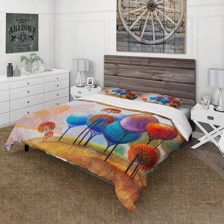 Designart 'Colourful Trees Impression III' Traditional Duvet Cover Set