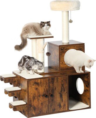 Moasis 3-in-1 Separatable Cat Condo with Cat House, Cat Tree, Litter Box Enclosure