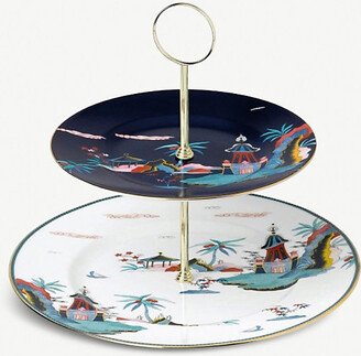 Wonderlust Floral Bone China Two-tier Cake Stand