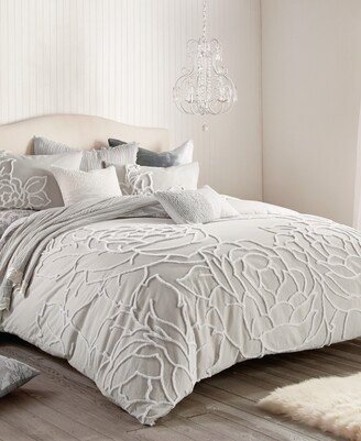 Chenille Rose 3 Pieces Duvet Cover Set, Full/Queen