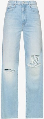 Womens Ripped Off Maven Heel Wide-leg High-rise Jeans