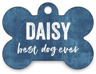 Pet Tags: Playful Indigo Watercolor Bone Pet Tag, Blue