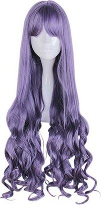 Unique Bargains Curly Wig Wigs for Women 31 Purple with Wig Cap